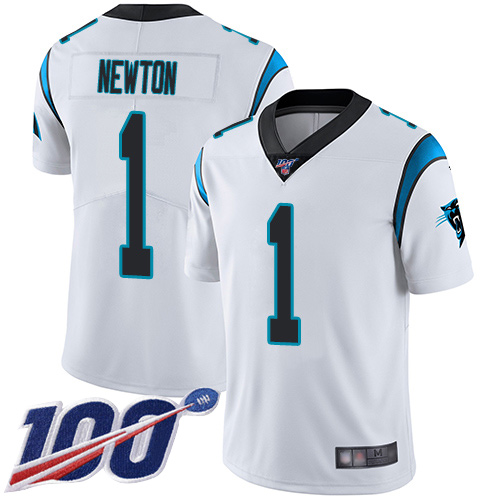 Carolina Panthers Limited White Youth Cam Newton Road Jersey NFL Football #1 100th Season Vapor Untouchable